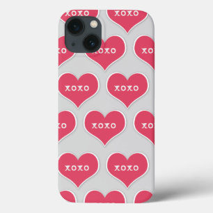 Corações XOXO cor-de-rosa com fundo de cor alteráv