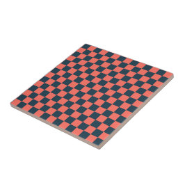 Coral and navy checkerboard pattern