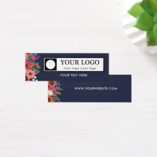 Coral Boho Florals Navy Blue Your Logo Hang Tag