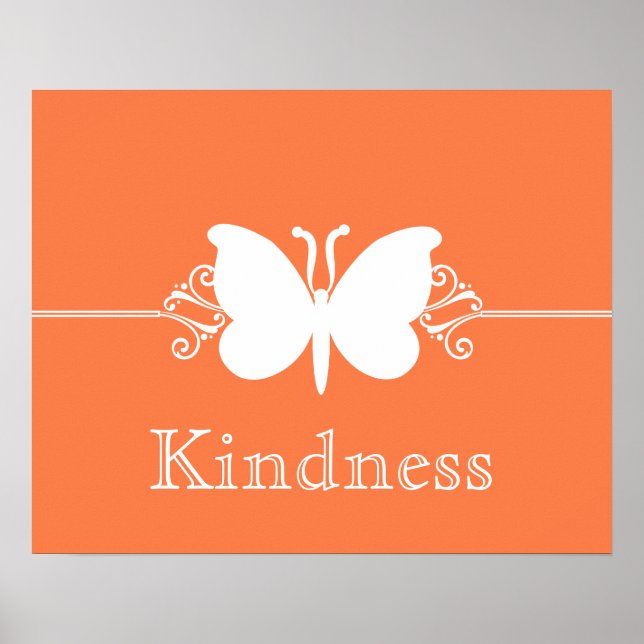 Coral Butterfly Swirls Virtue Poster (Frente)