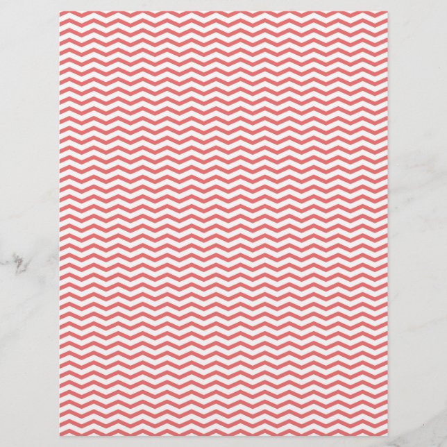 Coral Chevron/Zig Zag - Papel Scrapbook (Frente)