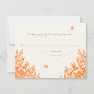 Coral & Cinza Wildflower Bee Wedes RSVP