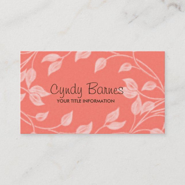 Coral com Cartão de visita de folhas brancas (Frente)