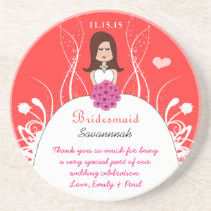 Coral Cor-de-rosa Porta copos de Cabelo Marrom