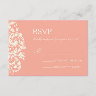 CORAL & CREAM FLOURISH WEDDING RSVP