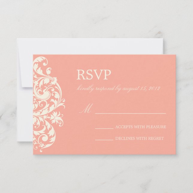 CORAL & CREAM FLOURISH | WEDDING RSVP (Frente)