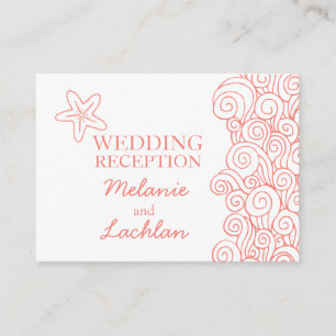 Coral de Seastar & cartão wedding branco do cerco