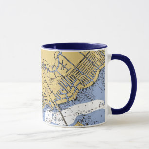 Coral do cabo, caneca náutica da carta do porto d