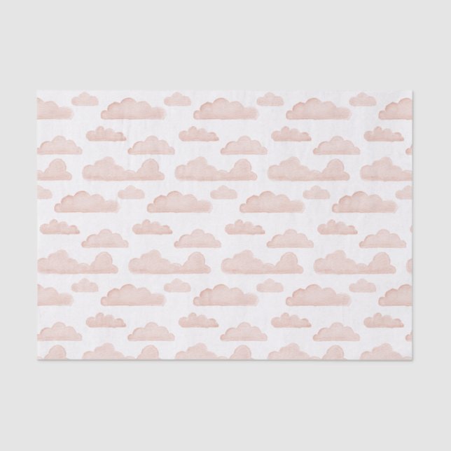 Coral Dreamtime Watercolor Clouds Papel Tecido (Frente )
