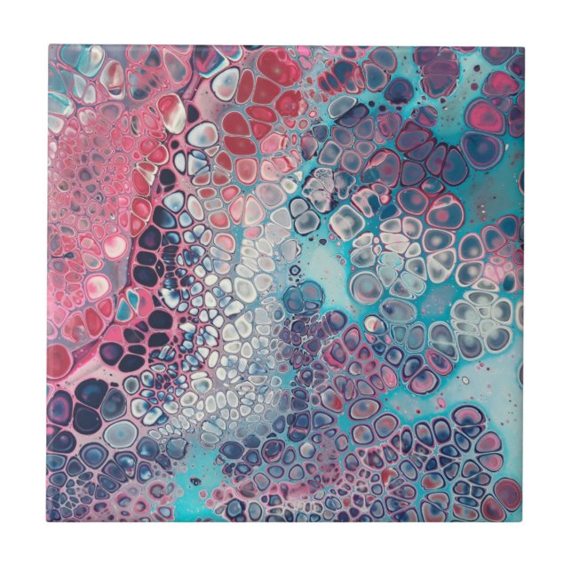 Coral e Aqua Acrílico - Abstrato (Frente)