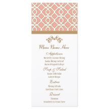 Coral e Dourado Menu marroquino