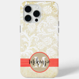 Coral Faux Rhinstone Personalizado Damask iPhone