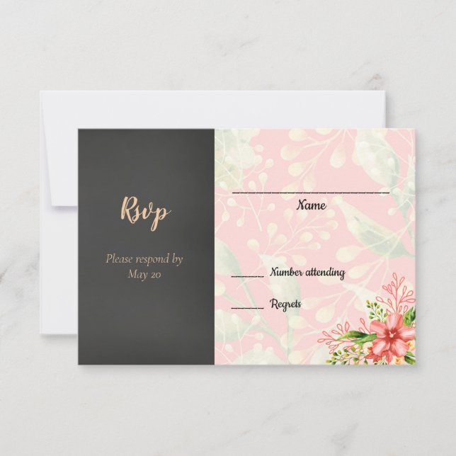 Coral Floral Wedding RSVP (Frente)