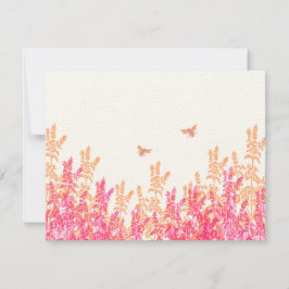 Coral & Fuchsia Wild Flower Bee Weding RSVP