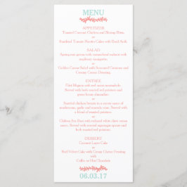 Coral Heart Aqua Beach Wedding Menu