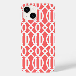 Coral Modern Trellis Pattern