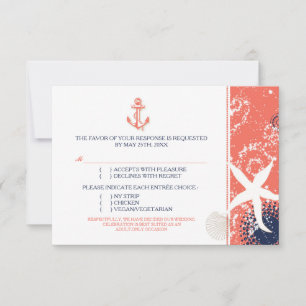 Coral Naval Branco Resposta de Casamento Náutico