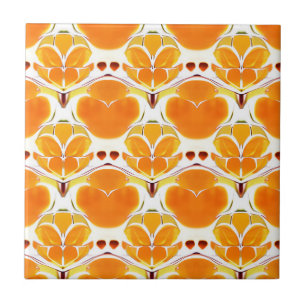 Coral Orange e Cream Batik Medallion Padrão