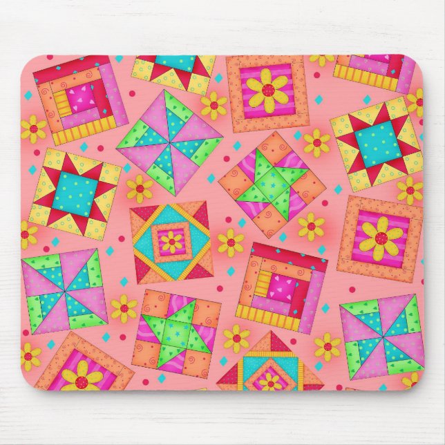 Coral Patchwork Blocks Mousepad (Frente)