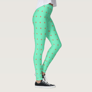 Coral Peach Diamantes Contra Leggings Turquesas