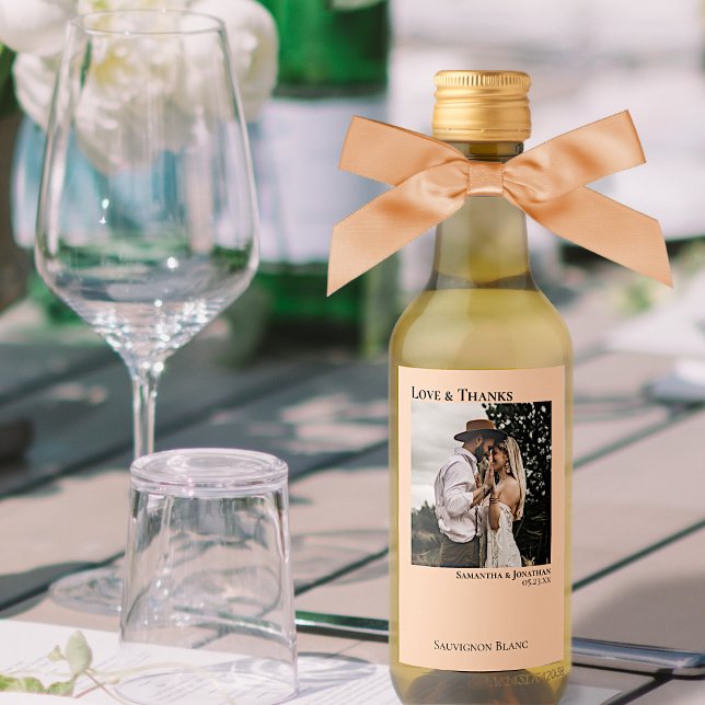 Coral Peach Wedding Photo Love & Thanks Mini (Criador carregado)