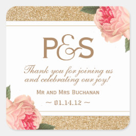 Coral Peonie e Dourados adesivos de Favor da Glitt