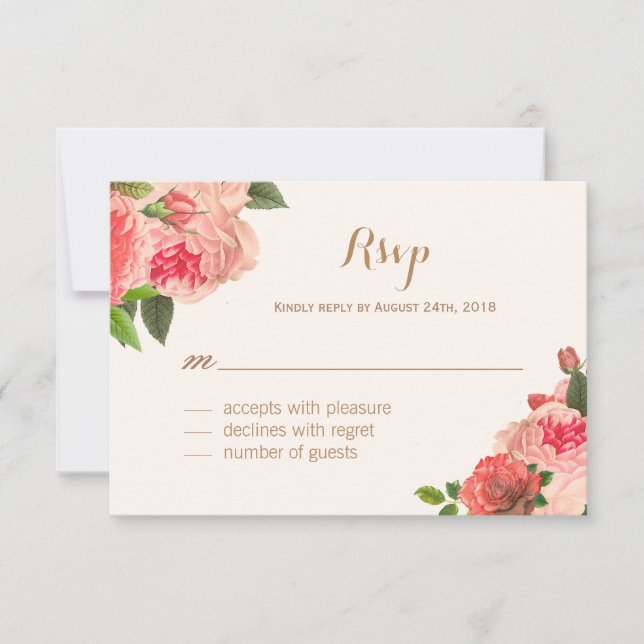 Coral Peonie Romântico e Placas RSVP Glitter Doura (Frente)