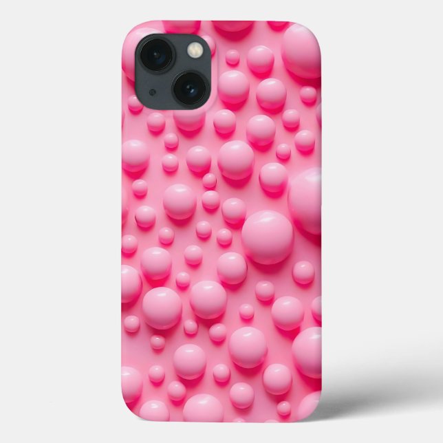 Coral Pink Glossy Bubbles iPhone Case Art (Verso)
