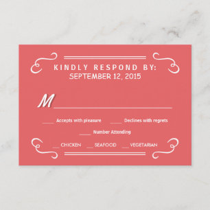Coral Rosa Coma Bebida E RSVP Resposta De Casament