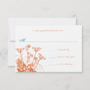 Coral Rosa e Turquoise Wildflower RSVP