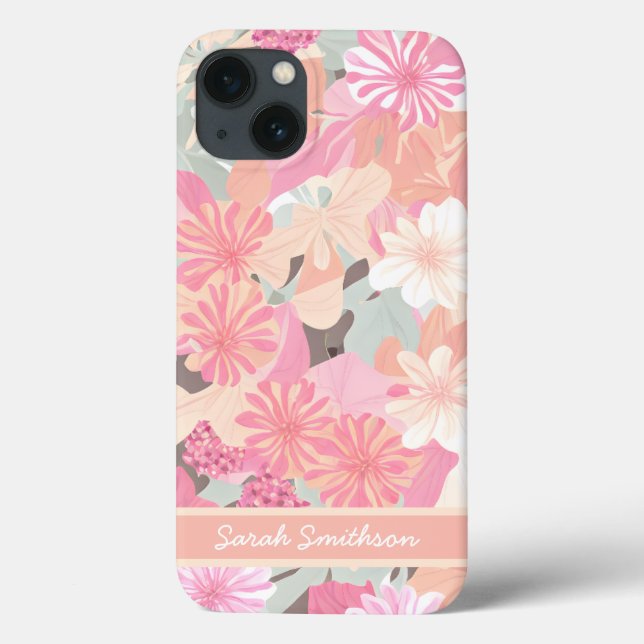 Coral Rosa Primavera Wildflower Trendy Floral (Verso)