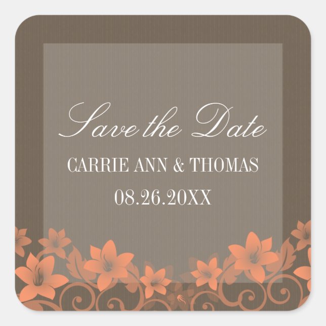 Coral Rustic Floral Salve os Adesivos de Data (Frente)