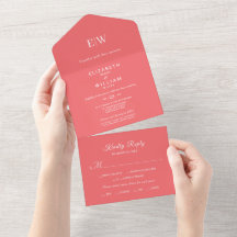 Coral Simples Sunset Elegante com Casamento Monogr