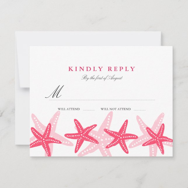 Coral Starfish Beach Weding RSVP (Frente)