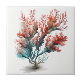 Coral Vermelho, Aquarela, Azulejo cerâmico