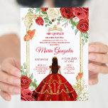 Coral Vestido Flores Mexicanas Quinceañera Convite<br><div class="desc">Coral Dress Mexicano Flores Quinceañera Convite Mis Quince Anos,  15 Birthday</div>