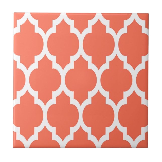 Coral White Quatrefoil Marrocos Padrão #4 (Frente)