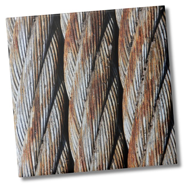 Corda de metal russo industrial (Rustic Distressed Metal Cable Rope Beach Nautical Ceramic Tile)