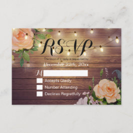 Corda Floral de Madeira Rústica Resposta RSVP de C