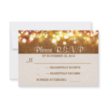 Corda reluzente do ouro ilumina o RSVP de casament