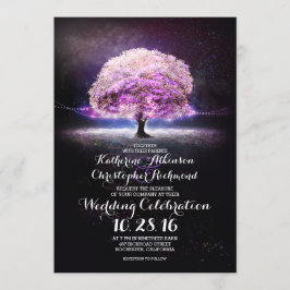 corda romântica ilumina convites de casamento roxo