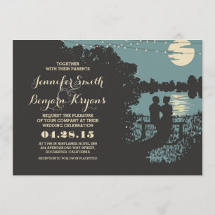 Corda romântica ilumina fora do convite de casamen