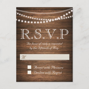 Corda rústica do cartão das luzes RSVP