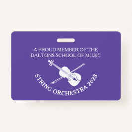 Cordas violinas orquestra personalizada crachá de