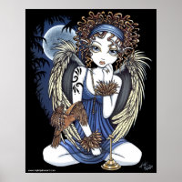 "Cordelia" Gótica Moon Oil Bird Angel Art Poster