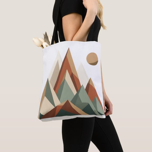 Cordilheira Geométrica Boho | Bolsa Tote Minimalis (Close Up)