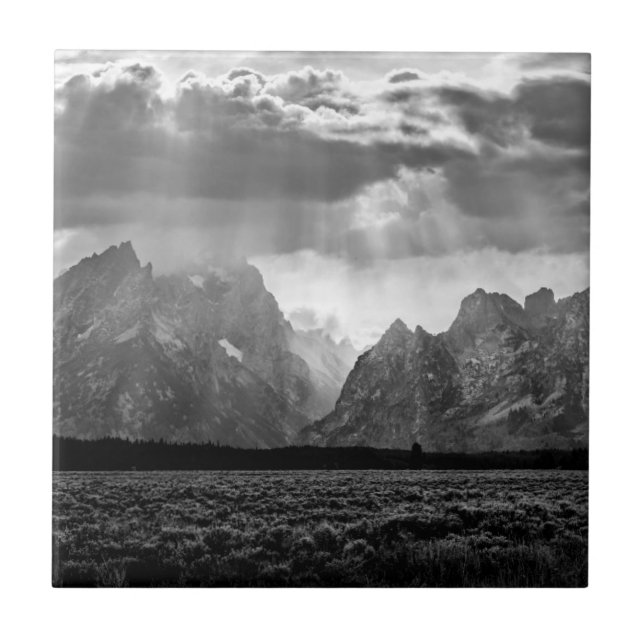 Cordilheira grande de Teton em preto e branco (Frente)