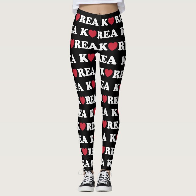 Coreano Ama Leggings Cardíacas (Frente)