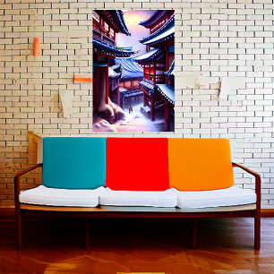 Coreano no inverno da neve AI Art Poster