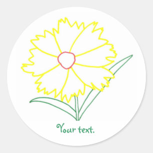 Coreopsis amarela Flor, adesivos com o seu texto